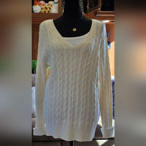 St Johns Bay Cream Cable Knit Sweater Women